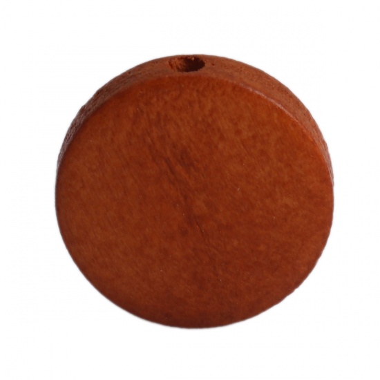 Picture of Wood Spacer Beads Flat Round Brown Yellow About 15mm Dia., Hole: Approx 1.2mm, 50 PCs