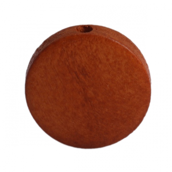 Picture of Wood Spacer Beads Flat Round Brown Yellow About 19mm Dia., Hole: Approx 2.1mm, 50 PCs