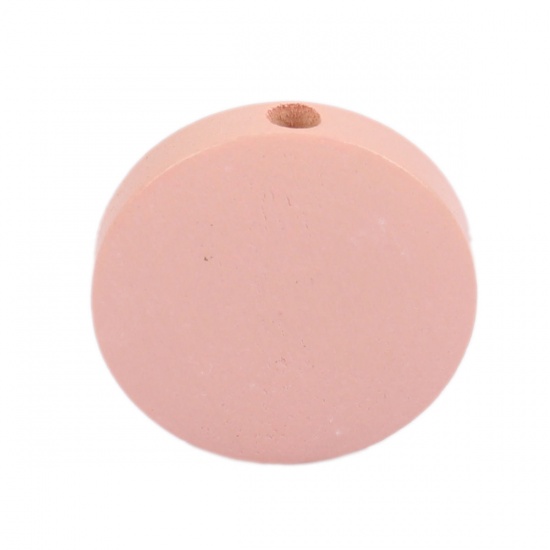 Picture of Wood Spacer Beads Flat Round Korea Pink About 19mm Dia., Hole: Approx 2.1mm, 50 PCs