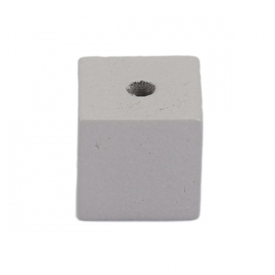 Picture of Wood Spacer Beads Square French Gray About 15mm x 15mm, Hole: Approx 3.5mm, 25 PCs