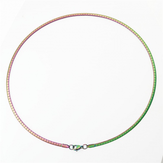 Picture of 1 Piece Vacuum Plating 304 Stainless Steel Collar Neck Ring Necklace For DIY Jewelry Making Round Multicolor Plating 45cm(17 6/8") long