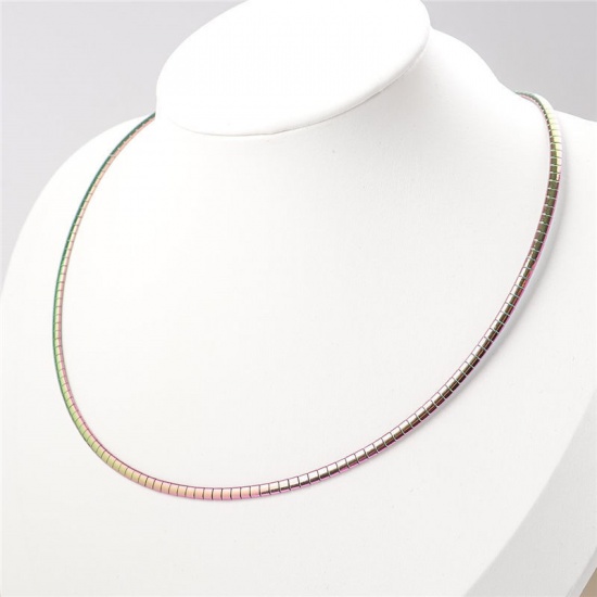 Picture of 1 Piece Vacuum Plating 304 Stainless Steel Collar Neck Ring Necklace For DIY Jewelry Making Round Multicolor Plating 45cm(17 6/8") long