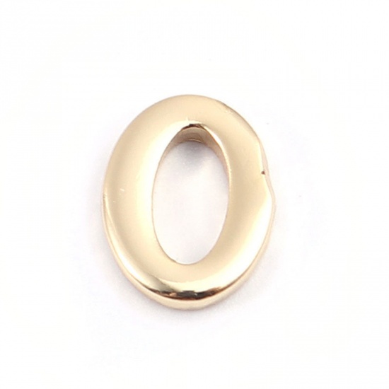 Picture of 304 Stainless Steel Charms 18K Real Gold Plated Round Hollow 8mm Dia., 5 PCs