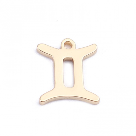 Picture of 304 Stainless Steel Charms 18K Real Gold Plated Taurus Sign Of Zodiac Constellations 9mm x 9mm, 2 PCs