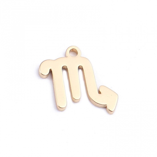 Picture of 304 Stainless Steel Charms 18K Real Gold Plated Cancer Sign Of Zodiac Constellations 9mm x 9mm, 2 PCs