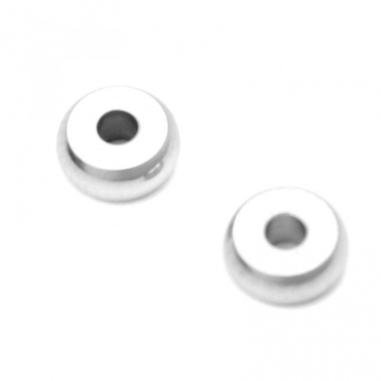 Picture of 304 Stainless Steel Spacer Beads Round Silver Tone About 5mm Dia., Hole: Approx 1.5mm, 20 PCs