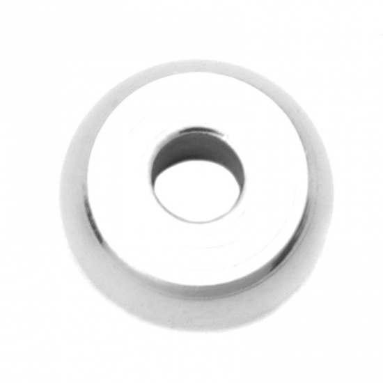 Picture of 304 Stainless Steel Spacer Beads Round Silver Tone About 6mm Dia., Hole: Approx 1.8mm, 20 PCs