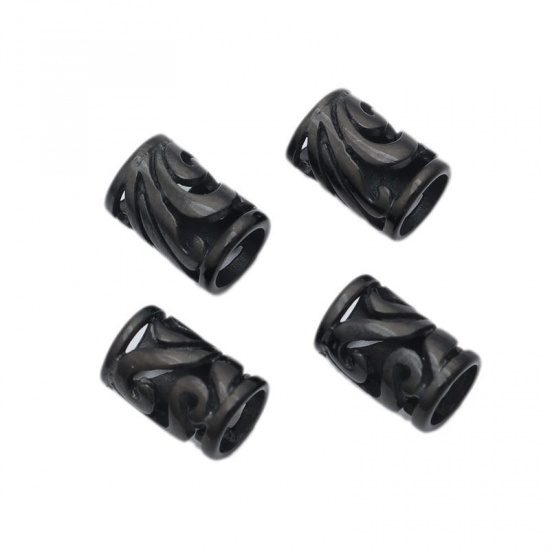 Imagen de 1 Unidad Recubrimiento al Vacío PVD Ecológico 304 Acero Inoxidable Cuentas Para Hacer Joyas De Bricolaje Chapado en Oro Cilíndrico Filigrana 10mm x 7mm, Agujero: Aprox 5mm
