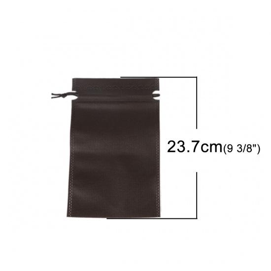 Picture of Nonwovens Drawstring Bags Rectangle Dark Coffee 23.7cm x 15cm, 10 PCs