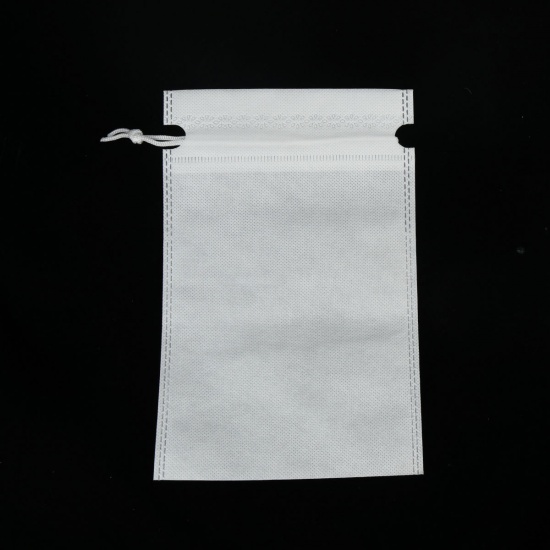 Picture of Nonwovens Drawstring Bags Rectangle White 23.7cm x 15cm, 10 PCs