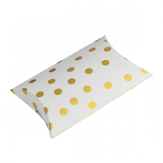 Immagine di Scatola di Imballaggio Cuscino Bianco & Giallo Polka Dot Disegno 16.5cm x 9.7cm , 10 Pz