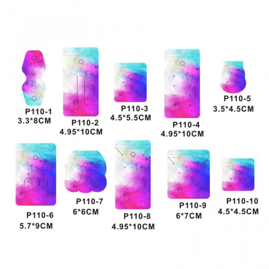 Immagine di Plastica Scheda Display Orecchini Gioielli Rettangolo Multicolore 10cm x 5cm, 10 Fogli