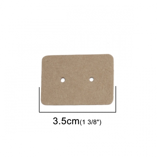 Picture of Paper Earrings Jewelry Display Card Rectangle Khaki 35mm x 25mm, 100 PCs