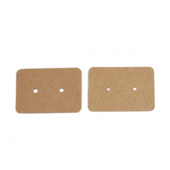 Picture of Paper Earrings Jewelry Display Card Rectangle Khaki 35mm x 25mm, 100 PCs