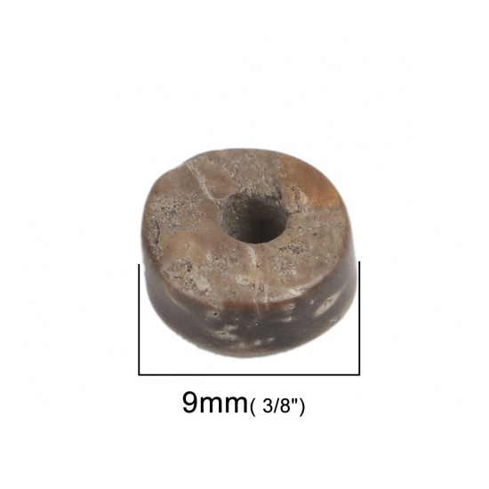Picture of Wood Spacer Beads Round Coffee About 9mm Dia., Hole: Approx 2.9mm, 200 PCs