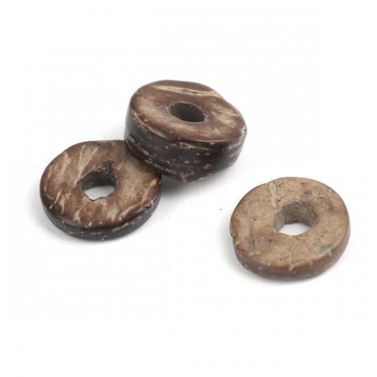 Picture of Wood Spacer Beads Round Coffee About 9mm Dia., Hole: Approx 2.9mm, 200 PCs