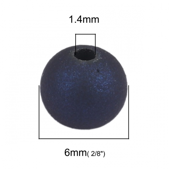 Picture of ABS Beads Round Ink Blue About 6mm Dia., Hole: Approx 1.4mm, 100 PCs