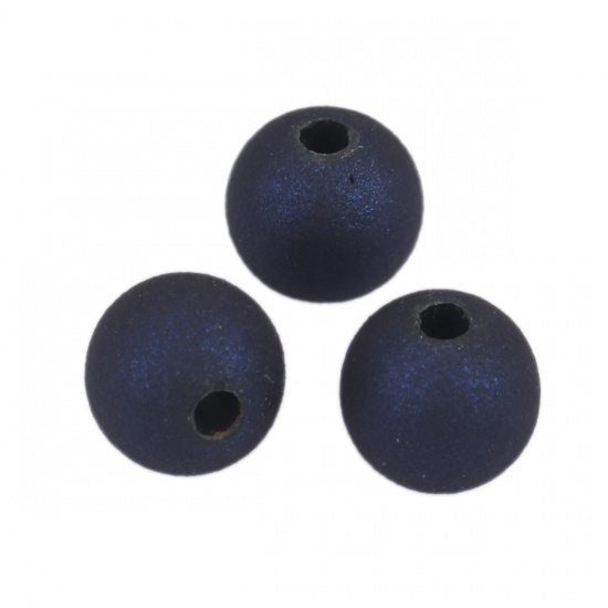 Изображение ABS Бусины Круглые, Черно-синий 6мм диаметр, Отверстие:примерно 1.4мм, 100 ШТ