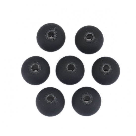 Изображение ABS Бусины Круглые, Черный 6мм диаметр, Отверстие:примерно 1.4мм, 100 ШТ