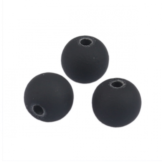 Picture of ABS Beads Round Black About 6mm Dia., Hole: Approx 1.4mm, 100 PCs