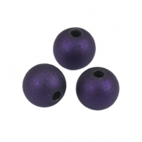 Picture of ABS Beads Round Dark Purple About 6mm Dia., Hole: Approx 1.4mm, 100 PCs