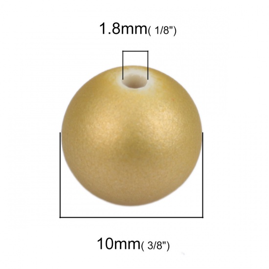 Immagine di ABS Perline Tondo Giallo Circa 10mm Dia, Foro: Circa 1.8mm, 50 Pz