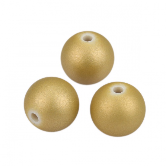 Picture of ABS Beads Round Yellow About 10mm Dia., Hole: Approx 1.8mm, 50 PCs