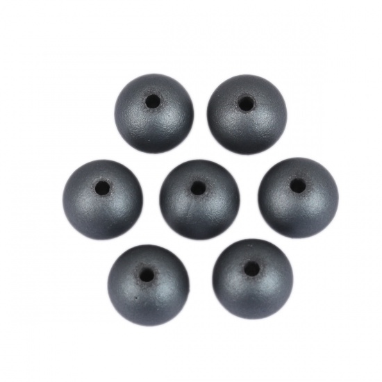 Picture of ABS Beads Round Dark Gray About 10mm Dia., Hole: Approx 1.8mm, 50 PCs