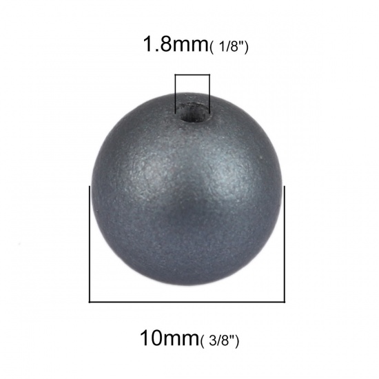 Picture of ABS Beads Round Dark Gray About 10mm Dia., Hole: Approx 1.8mm, 50 PCs