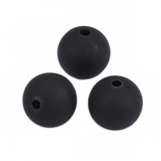 Picture of ABS Beads Round Black About 10mm Dia., Hole: Approx 1.8mm, 50 PCs