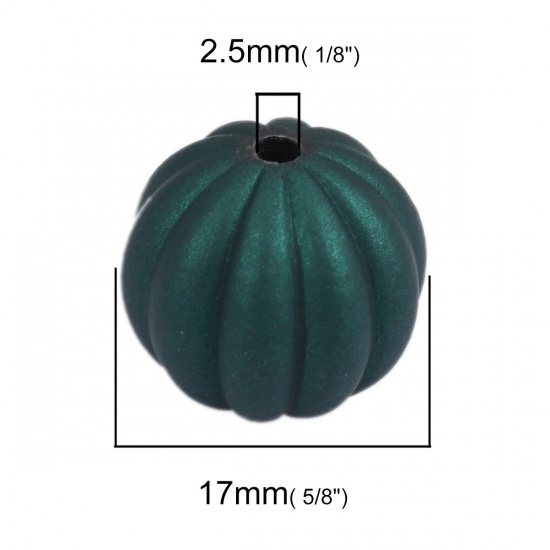 Picture of ABS Beads Round Dark Green About 17mm Dia., Hole: Approx 2.5mm, 20 PCs