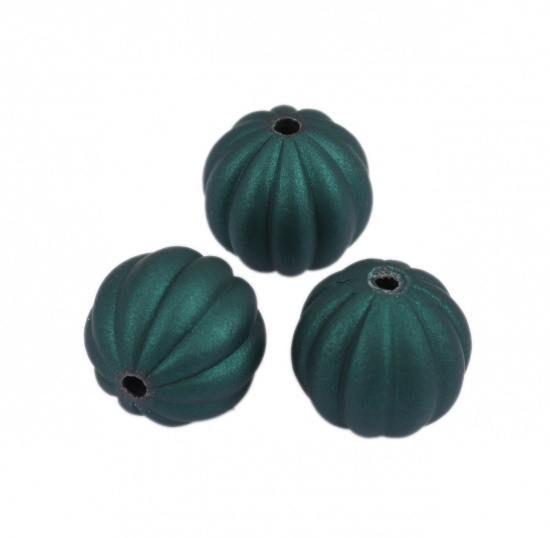 Picture of ABS Beads Round Dark Green About 17mm Dia., Hole: Approx 2.5mm, 20 PCs