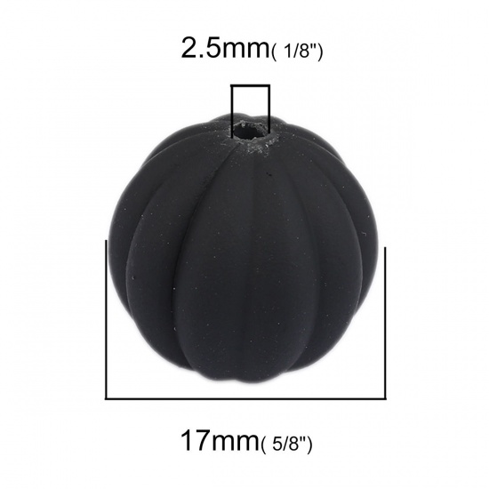 Picture of ABS Beads Round Black About 17mm Dia., Hole: Approx 2.5mm, 20 PCs