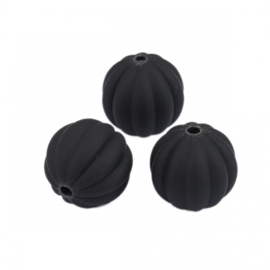 Picture of ABS Beads Round Black About 17mm Dia., Hole: Approx 2.5mm, 20 PCs