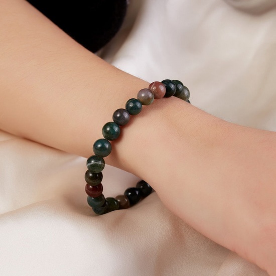 Image de Bracelets Raffinés Bracelets Délicats Bracelet de Perles en Agate ( Synthétique ) Vert Foncé Elastique 20cm Long, 1 Pièce