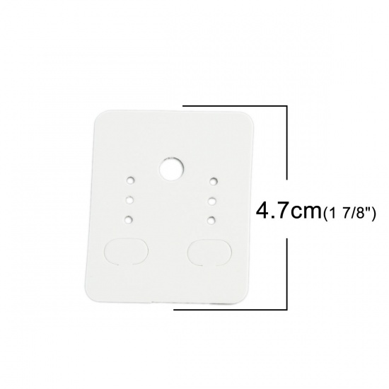 Picture of Paper Jewelry Earrings Display Card Rectangle White 4.7cm x 3.8cm, 100 PCs