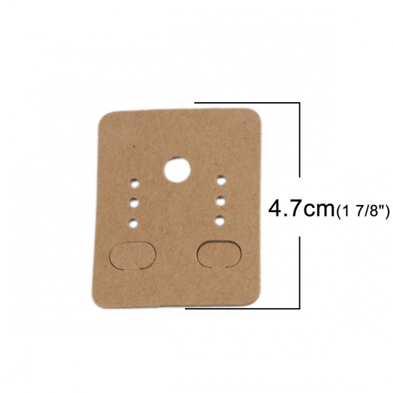 Picture of Paper Jewelry Earrings Display Card Rectangle Brown 4.7cm x 3.8cm, 100 PCs