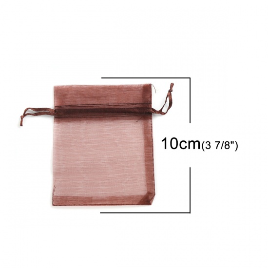 Picture of Wedding Gift Organza Jewelry Bags Drawstring Rectangle At Random Mixed 10cm x8cm(3 7/8" x3 1/8"), (Usable Space: 8x8cm) 30 PCs