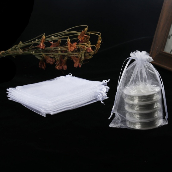 Bild von Hochzeit Geschenk Organza Beutel Rechteck Weiß (Nutzraum: 13.5x10.5cm) 16cm x 11cm, 20 Stück