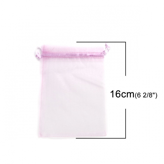 結婚祝い ギフト オーガンジー袋 巾着袋 アクセサリーバック ラッピング  描画可能 長方形 薄紫色 （使用可能なスペース: 13.5x10.5cm ) 16cm x 11cm、 20 個 の画像
