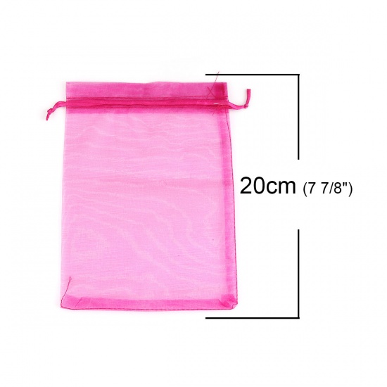 Picture of Wedding Gift Organza Jewelry Bags Drawstring Rectangle At Random Mixed (Usable Space: 17x14.5cm) 20cm x 15cm, 20 PCs