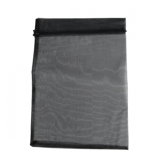Picture of Wedding Gift Organza Drawstring Bags Rectangle Black (Usable Space: 30x24cm) 34cm x 24cm, 10 PCs