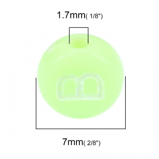 Picture of Acrylic Beads Flat Round At Random Initial Alphabet/ Capital Letter Pattern About 7mm Dia., Hole: Approx 1.7mm, 500 PCs