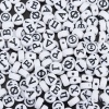 Изображение Акриловые Бусины Плоские Круглые, Случайно Черный & Белый с узором Греческий алфавит 7мм диаметр, Отверстие:примерно 1.4мм, 200 ШТ