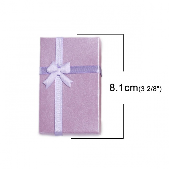 Picture of Paper Jewelry Gift Boxes Rectangle At Random Bowknot Pattern 8.1cm x 5.2cm , 4 PCs