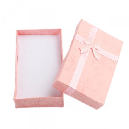Image de Ecrins à Bijoux en Papier Rectangle Rose Nœuds Papillons 8.1cm x 5.2cm , 4 Pcs