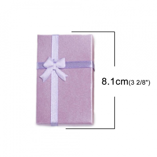 Picture of Paper Jewelry Gift Boxes Rectangle Black Bowknot Pattern 8.1cm x 5.2cm , 4 PCs