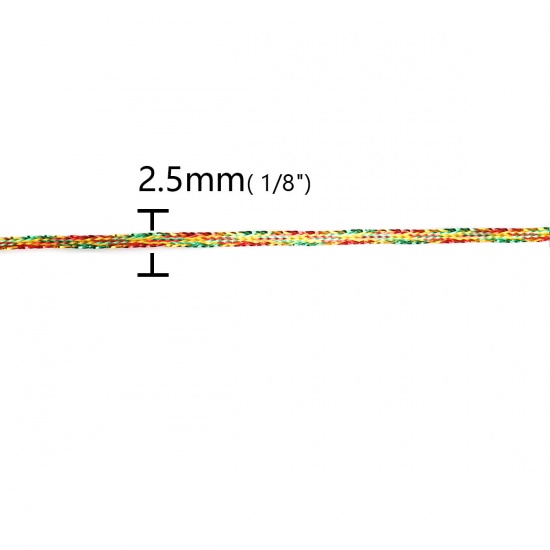 Immagine di Poliestere & Foglio di Alluminio Gioielli Filo Corda Multicolore 2.5mm, 1 fascio (Circa 100 M/fasci)