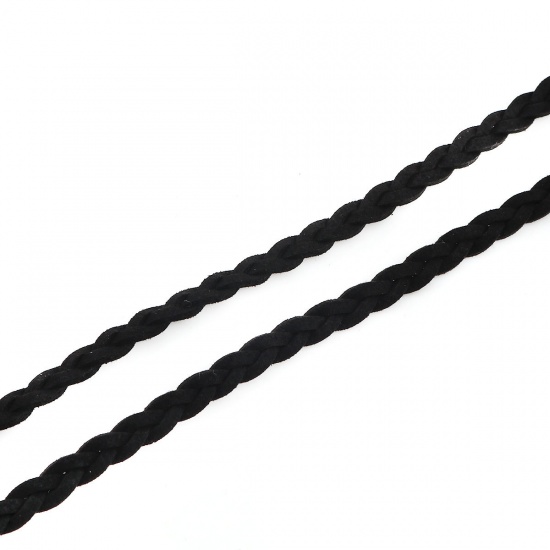 Picture of Velvet Jewelry Cord Rope Black Weave Textured Faux Suede 5mm, 5 M