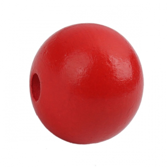 Picture of Wood Spacer Beads Round Red About 25mm x 23mm, Hole: Approx 5.5mm, 20 PCs